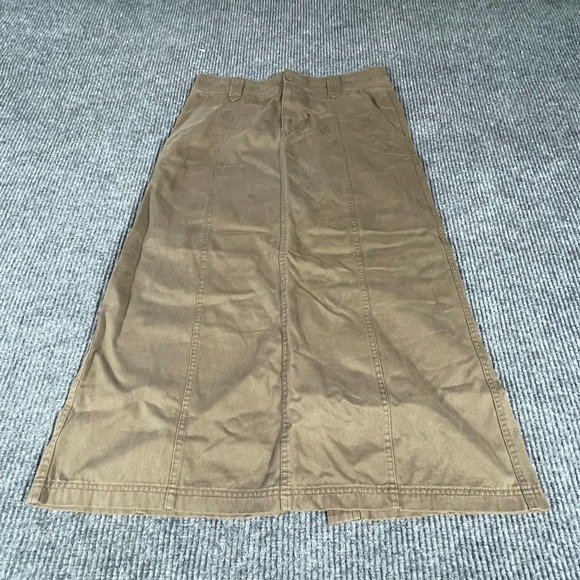 Eddie Bauer Skirt Womens 8 Brown Cotton Long Maxi Casual Utility Comfort Outdoor - Picture 1 of 10